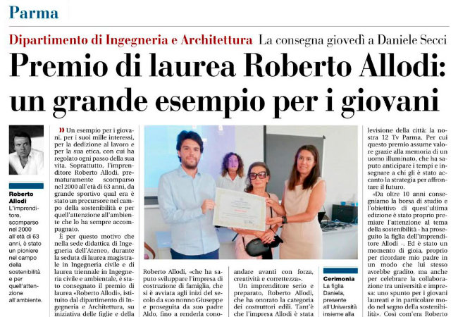 Premio di laurea Roberto Allodi: un grande esempio per i giovani