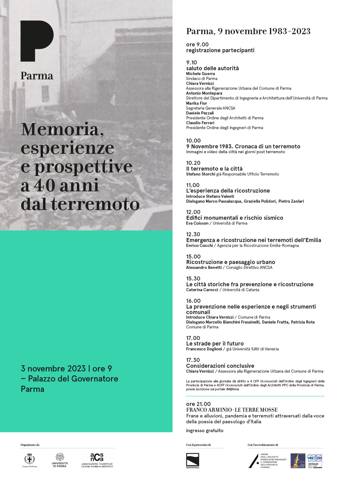 Locandina Memoria, esperienze e prospettive a 40 anni dal terremoto