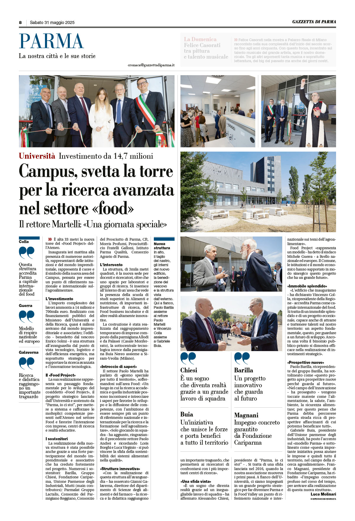 Campus, svetta la torre per la ricerca avanzata nel settore "food" - Gazzetta di Parma 05 31 25