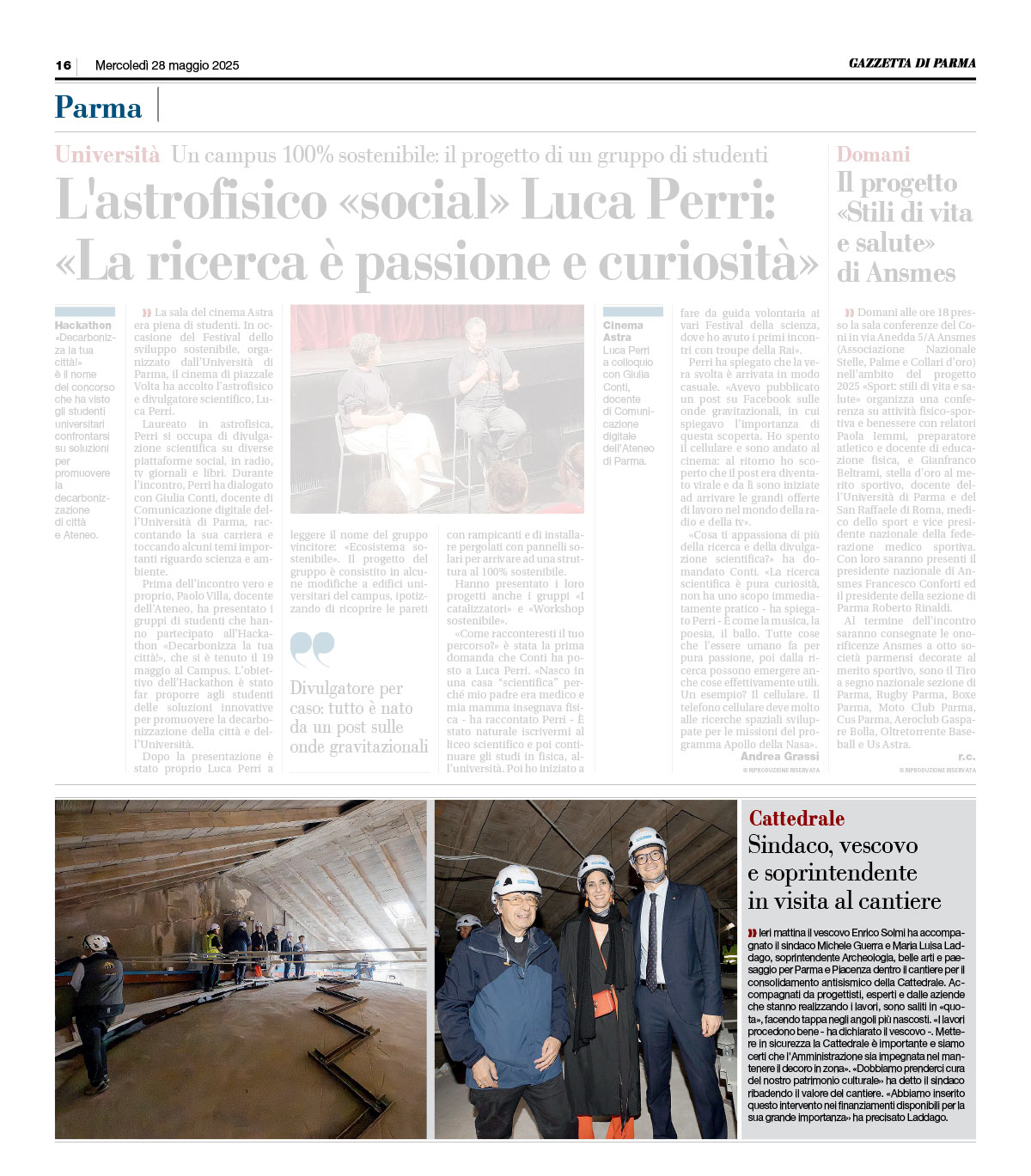 Cattedrale di Parma - Sindaco, Vescovo e Soprintendente in visita al cantiere