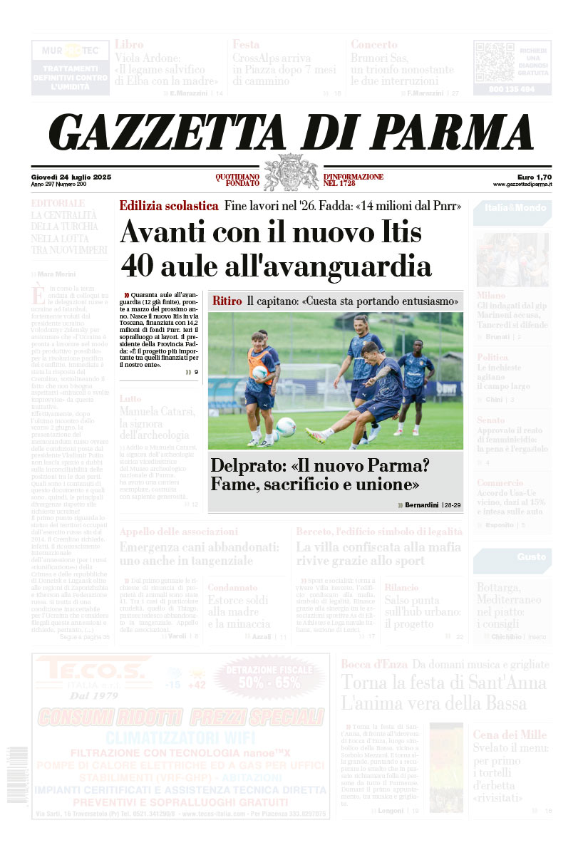 Gazzetta di Parma 24 luglio 2025 - Pagina 1