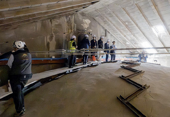Cattedrale di Parma - Sindaco, vescovo e soprintendente in visita al cantiere